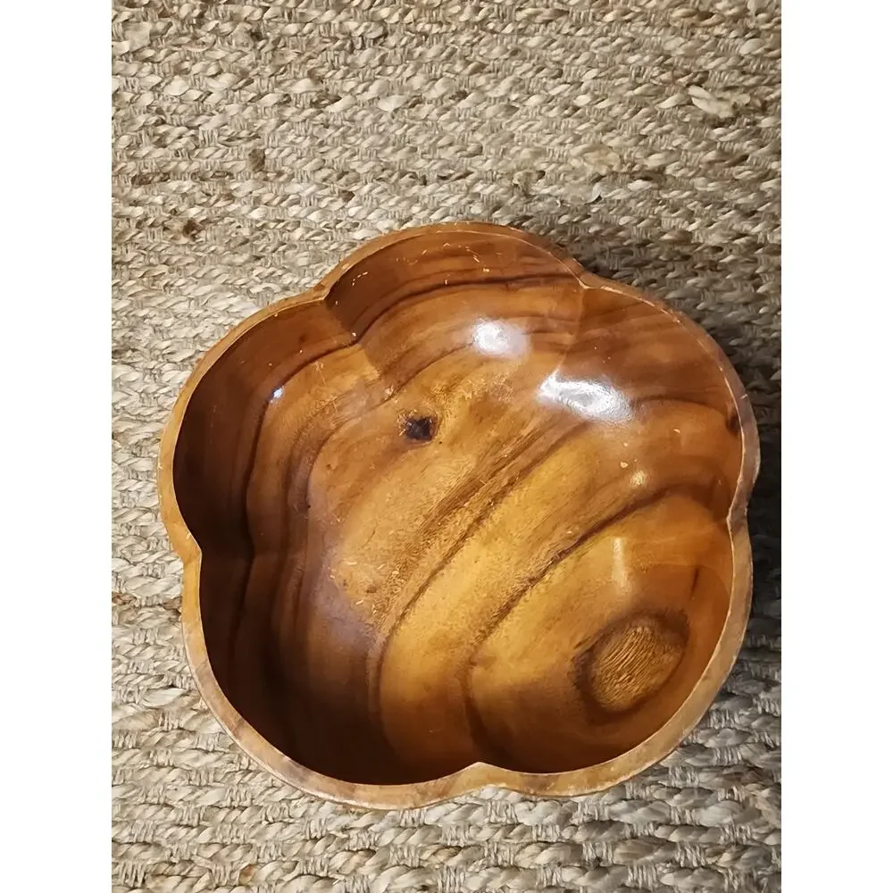 Vintage Genuine Monkey Pod Solid Wood Bowl 5 Piece Set